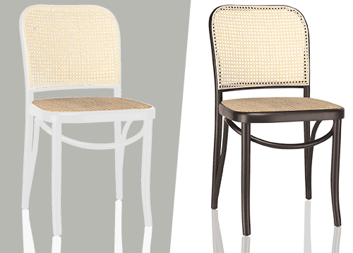 Rattan Sitz GGMMöbel MALO Bistro Stuhl | Bugholz | Schwarz | Geflecht Naturell