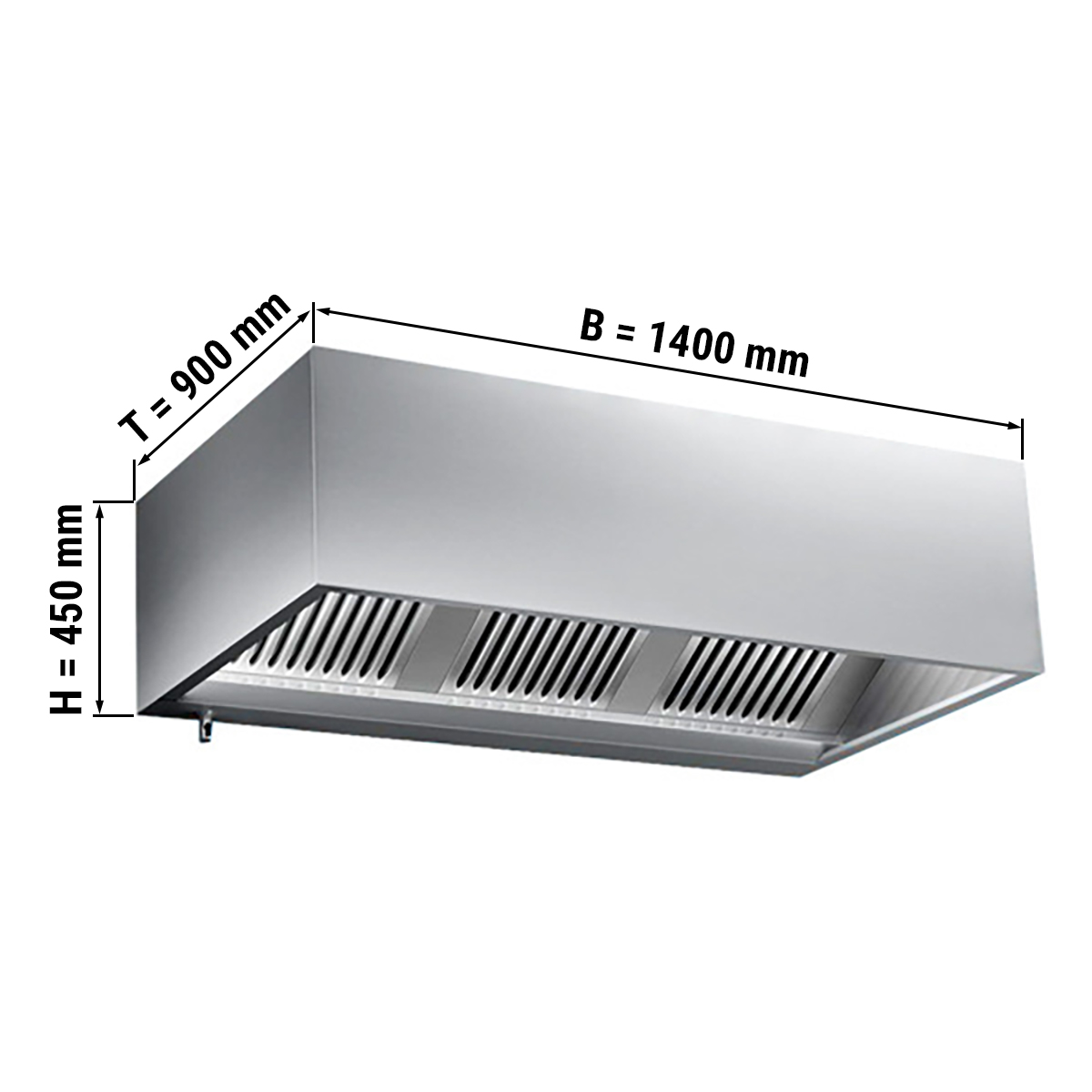 Ventilation hood with filter and lamp 1400X900X450MM
