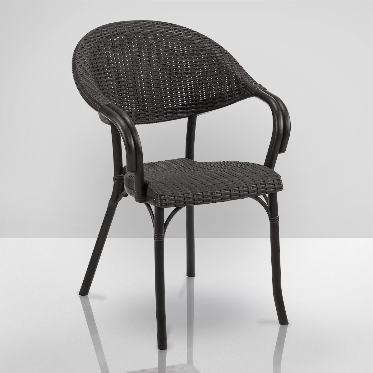 B354 Lagos Bistro Terrassen Stuhl Schwarz Rattan Geflecht Stapelbar Ebay